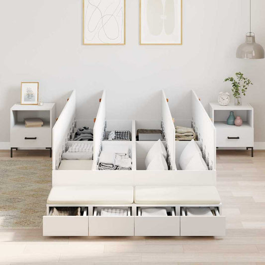 Ágykeret tárolóval fiókkal tárolóval Fehér 120 cm Faanyag