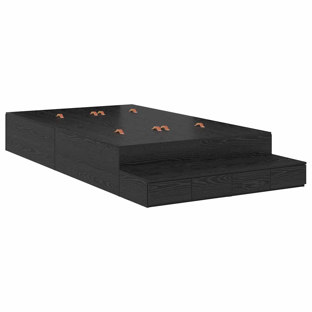 Ágykeret tárolóval fiókkal Fekete tölgy 120 cm Szerelt Fa
