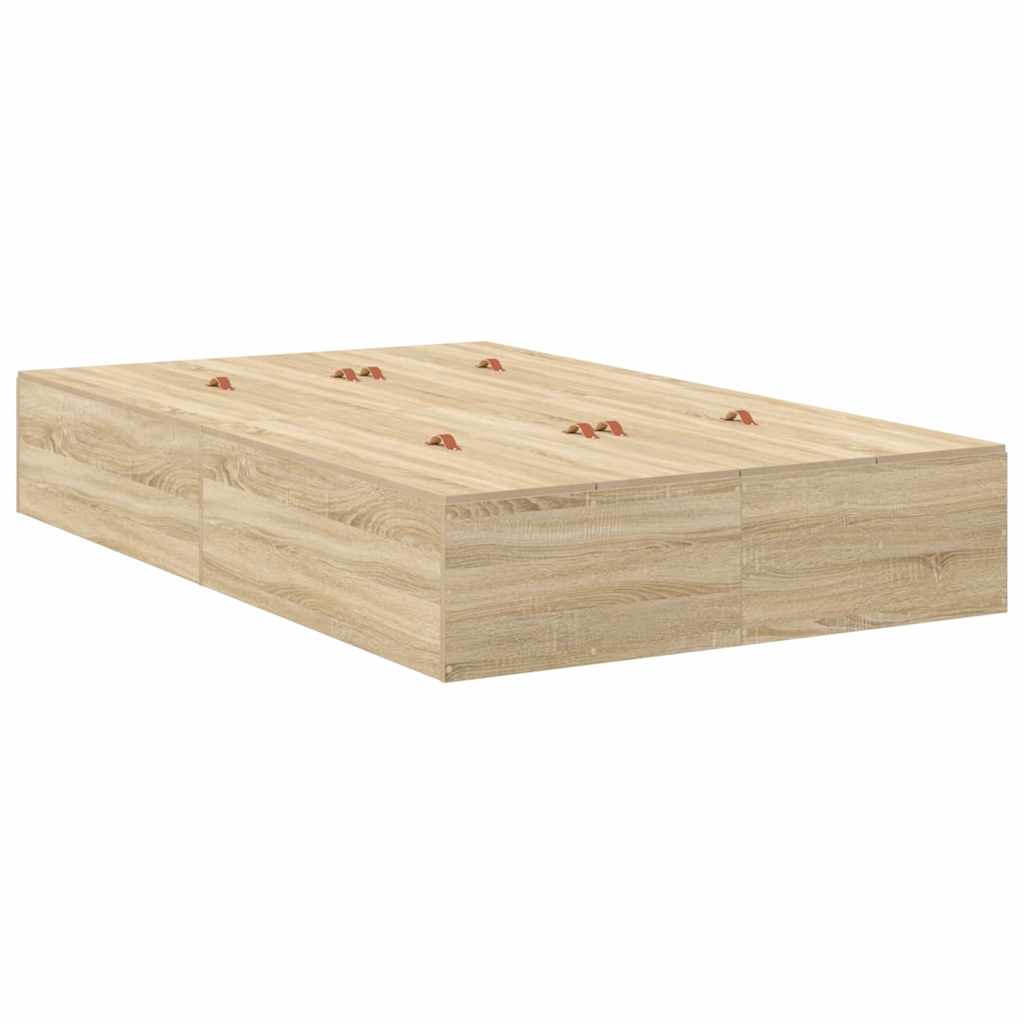 Ágykeret tárolóval fiókkal Sonoma tölgy 120 cm Szerelt Fa