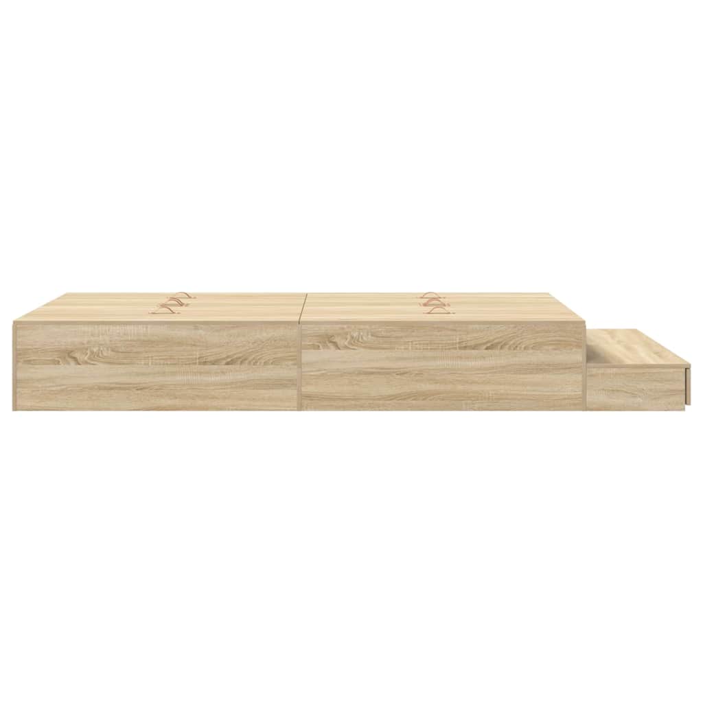 Ágykeret tárolóval fiókkal Sonoma tölgy 120 cm Szerelt Fa