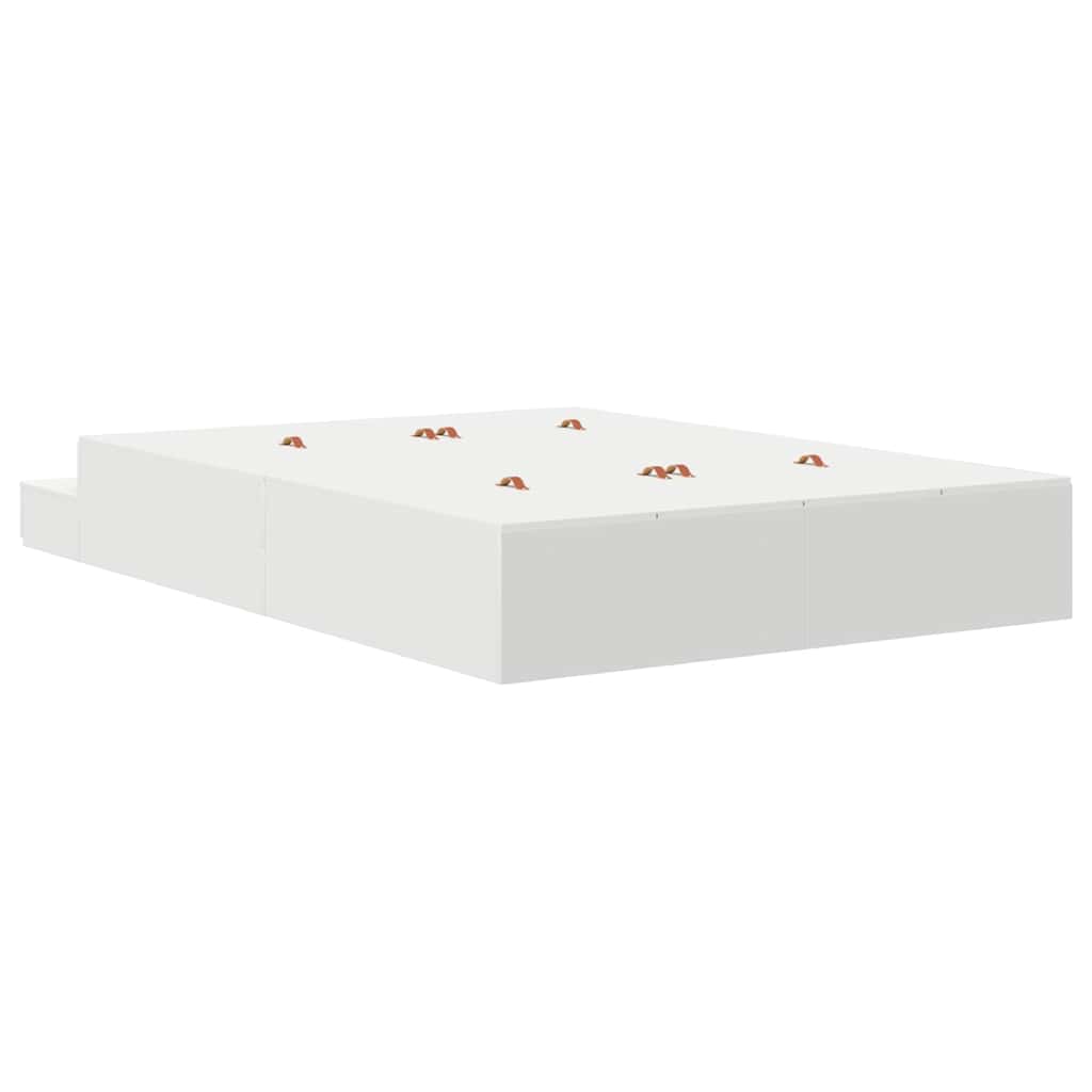 Ágykeret tárolóval fiókkal tárolóval Fehér 150 cm Szerelt Fa