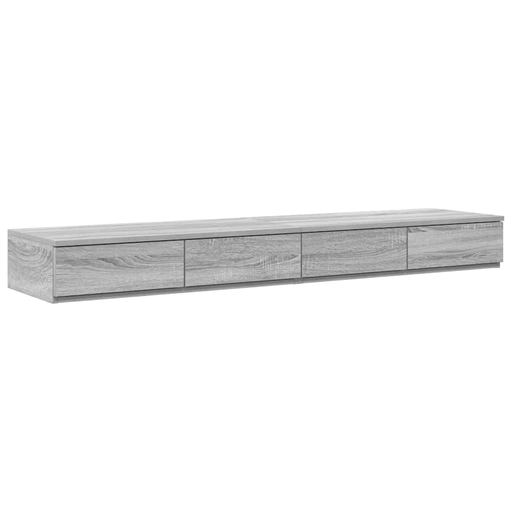 Ágykeret tárolóval fiókkal Szürke Sonoma 150 cm Faanyag