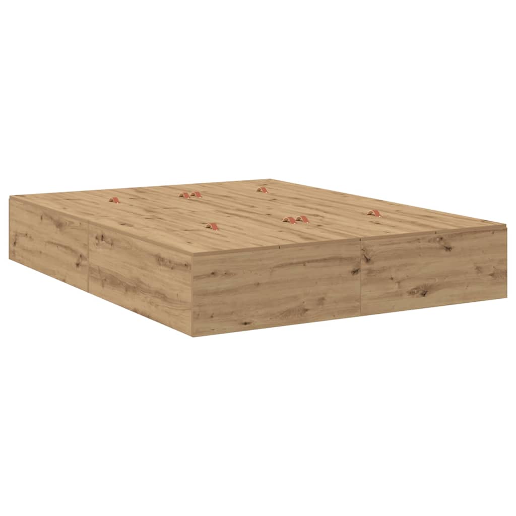 Ágykeret tárolóval fiókkal ajtóval Artisan tölgy 150 cm Faanyag