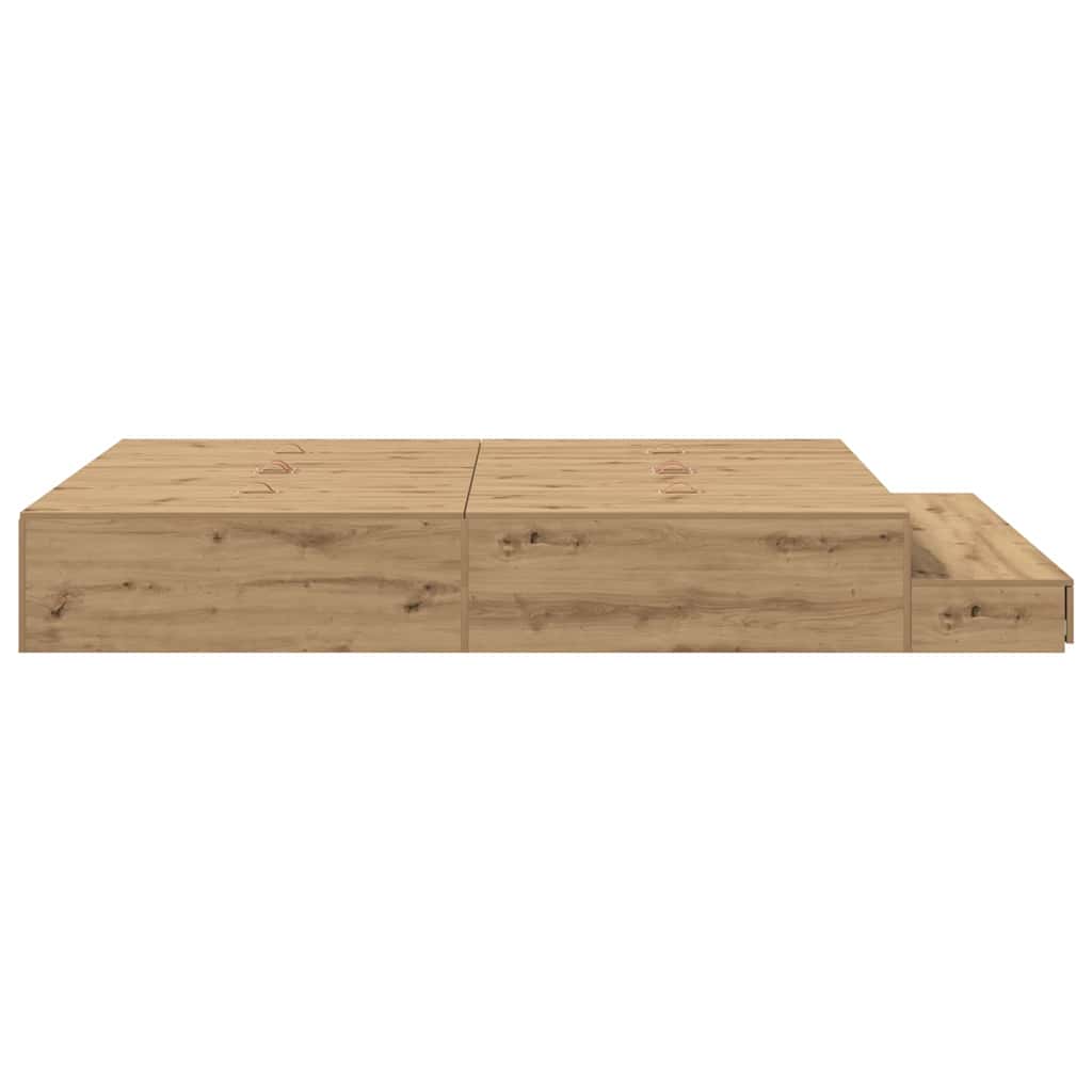 Ágykeret tárolóval fiókkal ajtóval Artisan tölgy 150 cm Faanyag