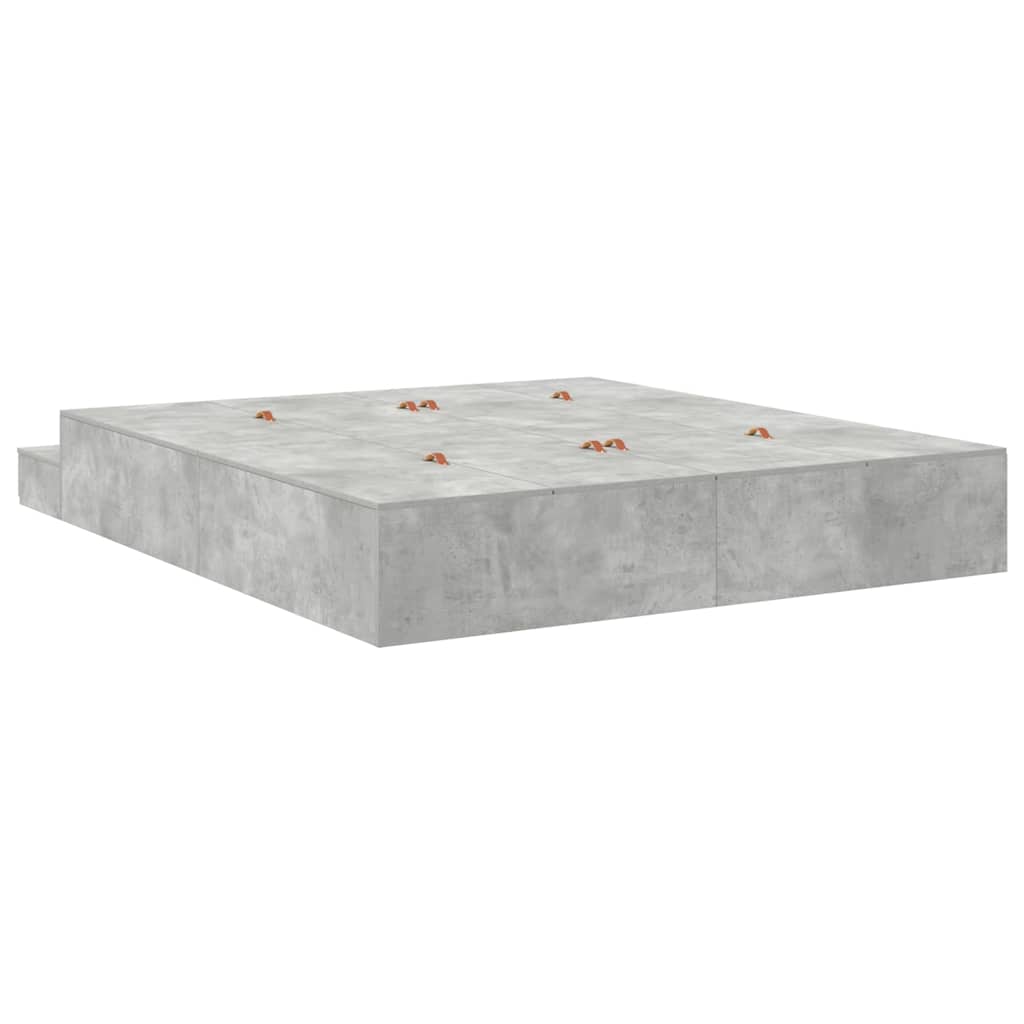 Ágykeret tárolóval fiókkal Beton Szürke 180 cm Faanyag