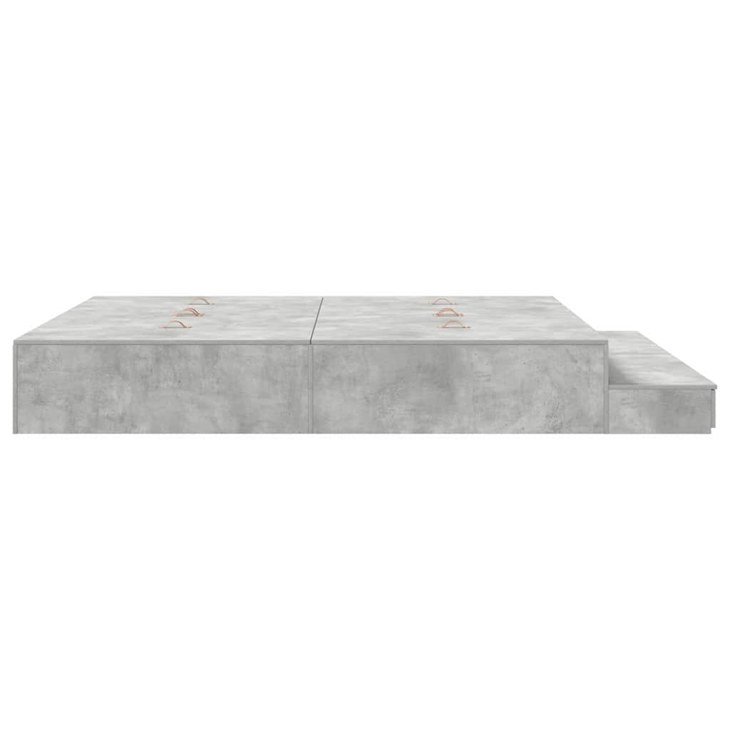 Ágykeret tárolóval fiókkal Beton Szürke 180 cm Faanyag