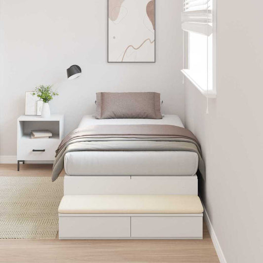 Ágykeret tárolóval fiókkal tárolóval Fehér 90 cm Faanyag