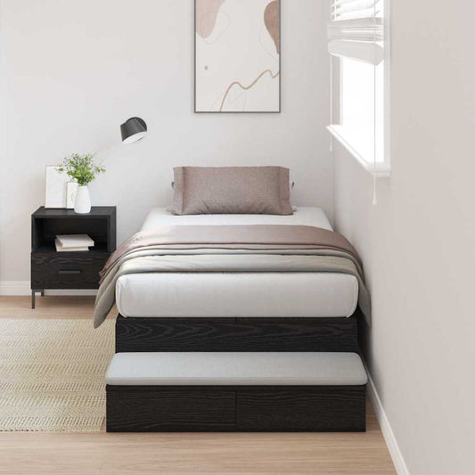 Ágykeret tárolóval fiókkal tárolóval Fekete tölgy 90 cm Faanyag