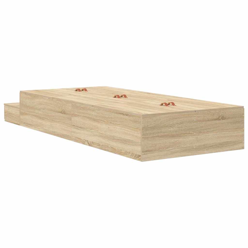 Ágykeret tárolóval fiókkal tárolóval Sonoma tölgy 90 cm Faanyag