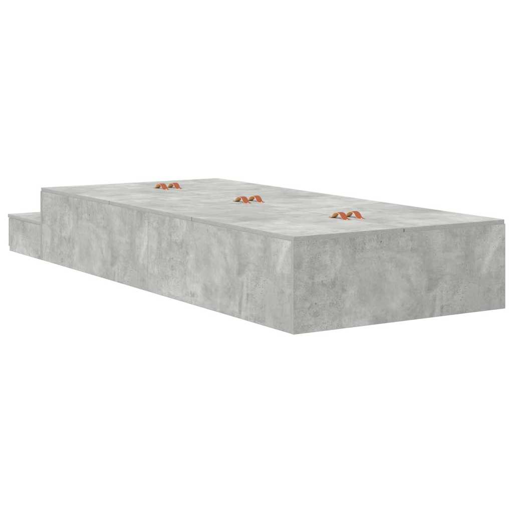 Ágykeret tárolóval fiókkal tárolóval Beton Szürke 90 cm Faanyag