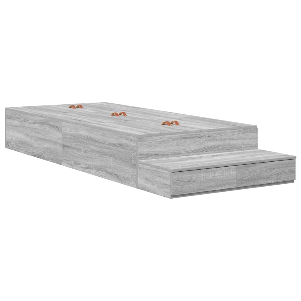 Ágykeret tárolóval fiókkal Szürke Sonoma 75 cm Szerelt Fa