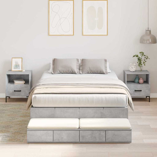 Ágykeret tárolóval fiókkal Beton Szürke 120 cm Faanyag