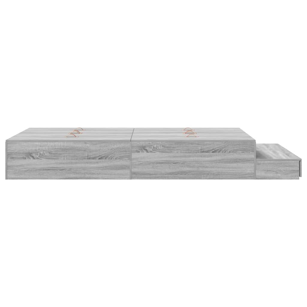 Ágykeret tárolóval fiókkal Szürke Sonoma 120 cm Szerelt Fa