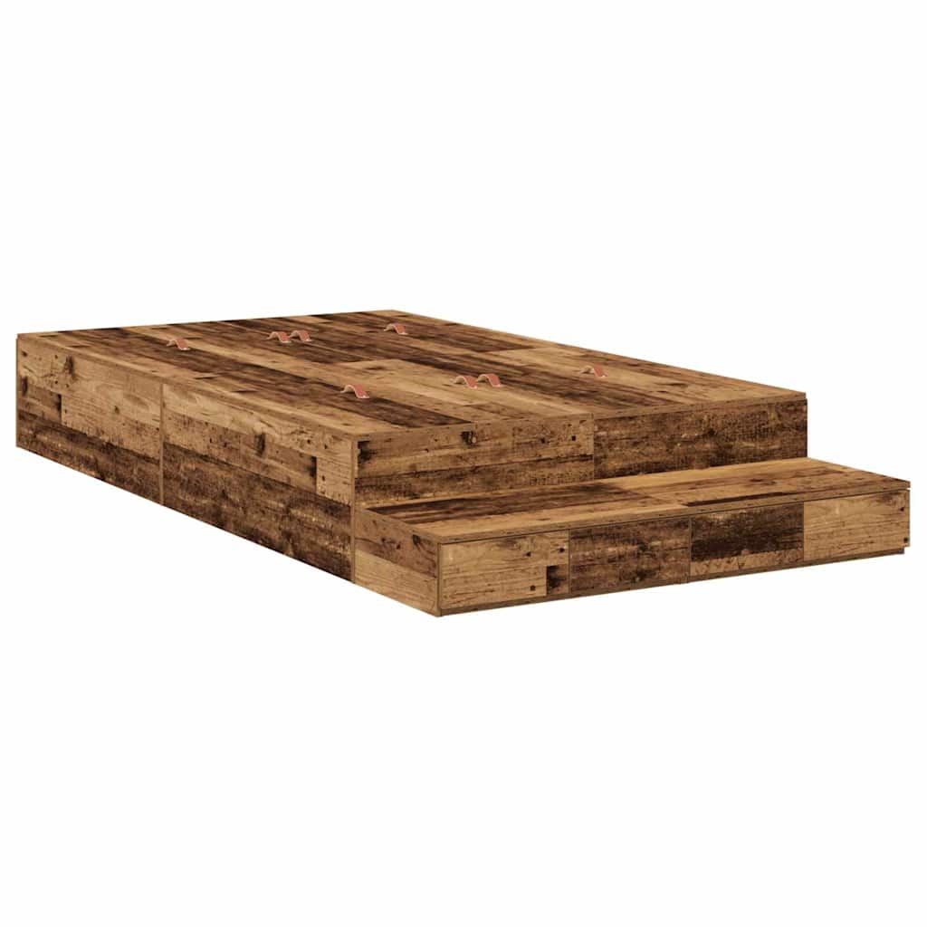 Ágykeret tárolóval fiókkal tárolóval Öreg fa 120 cm Faanyag