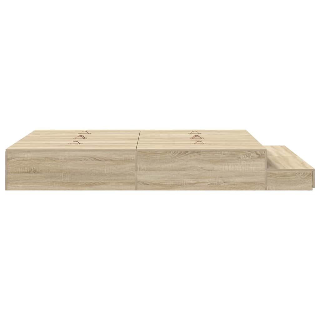 Ágykeret tárolóval fiókkal Sonoma tölgy 140 cm Faanyag