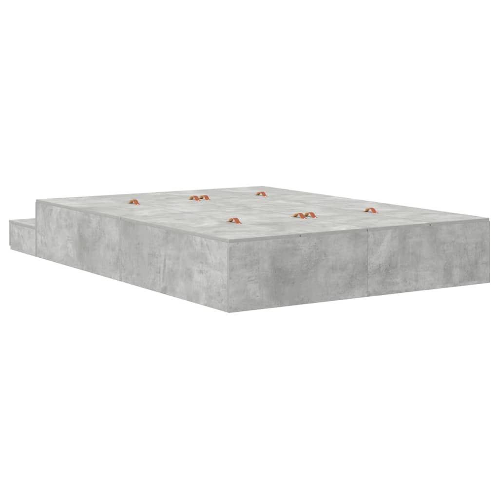 Ágykeret tárolóval fiókkal Beton Szürke 140 cm Faanyag