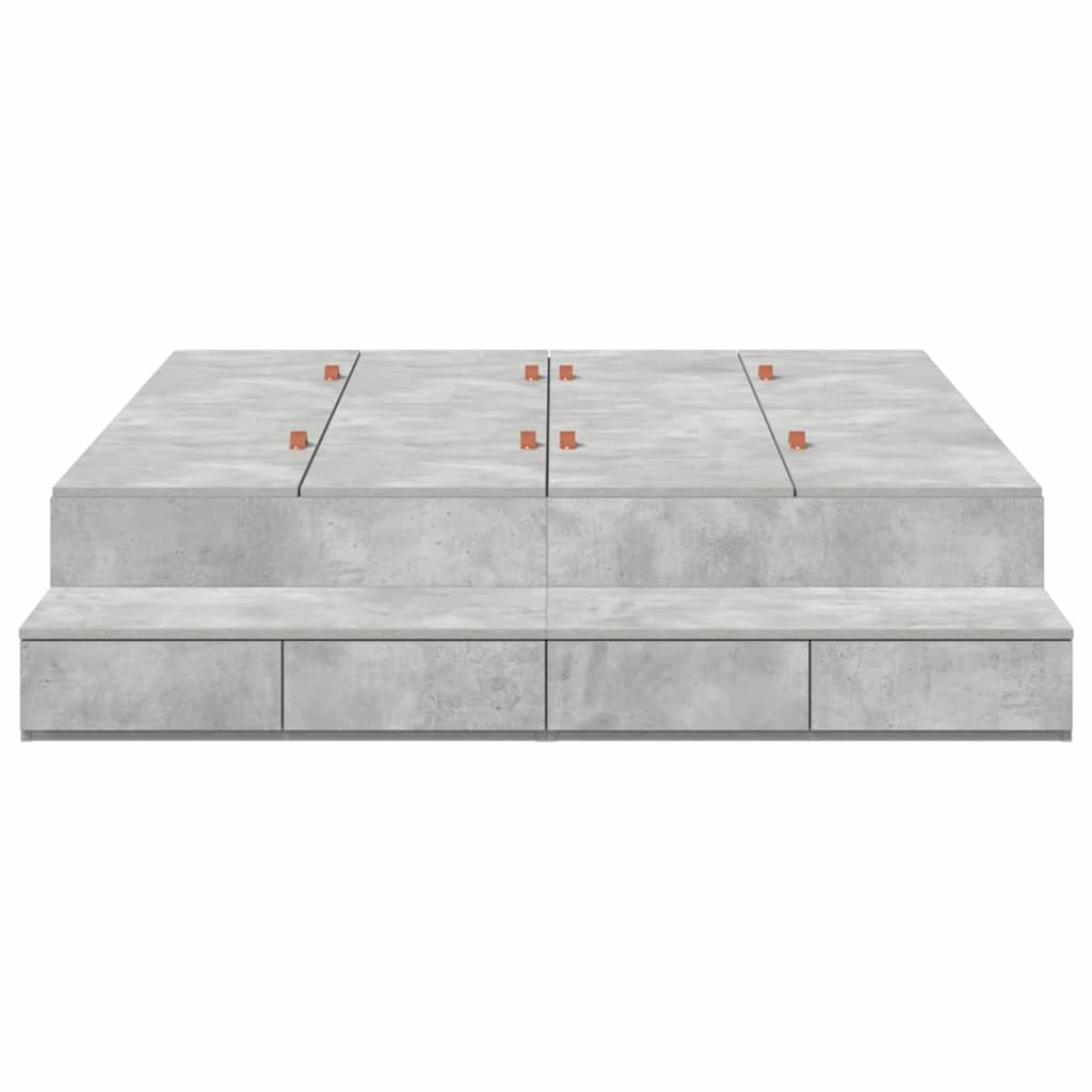 Ágykeret tárolóval fiókkal Beton Szürke 140 cm Faanyag