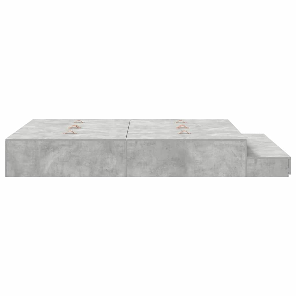 Ágykeret tárolóval fiókkal Beton Szürke 140 cm Faanyag