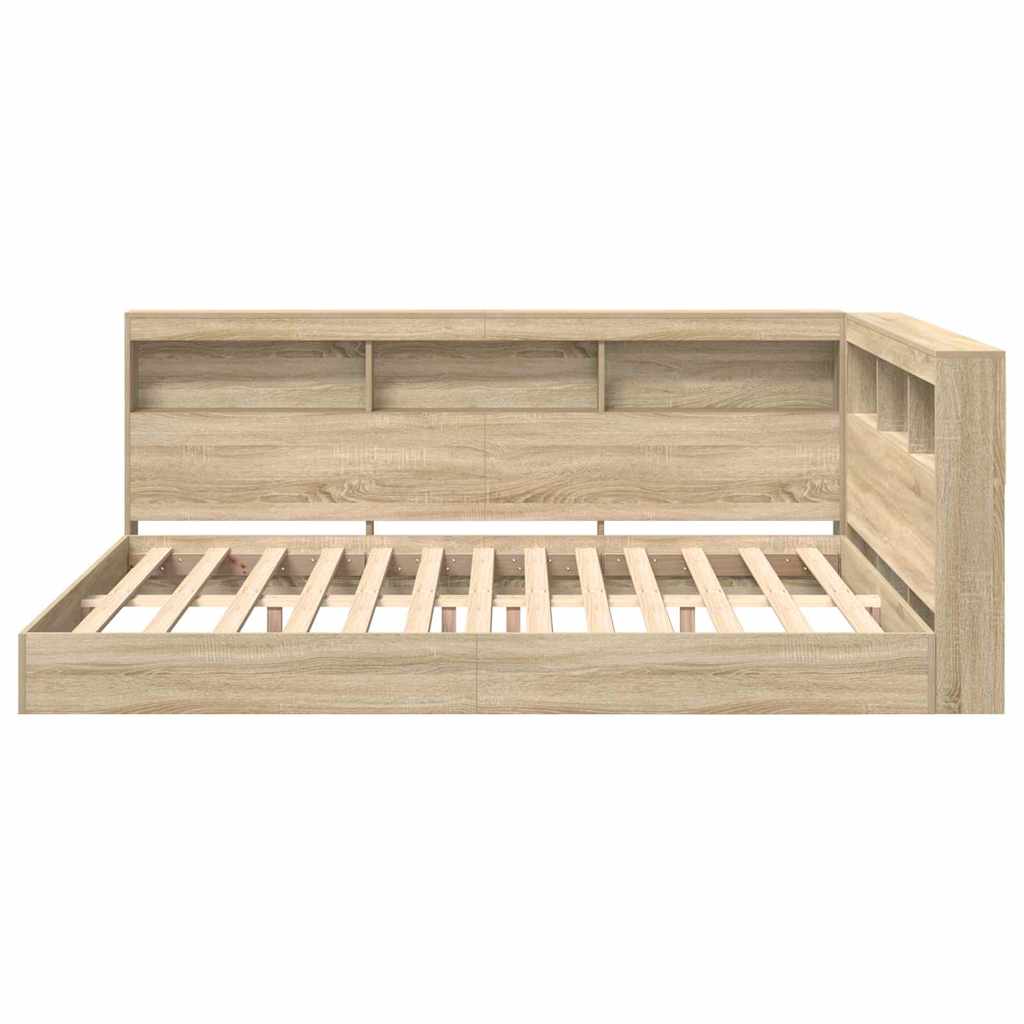 Könyvespolcos Ágy fejtámlával sonoma tölgy 160 x 200 cm Faanyag