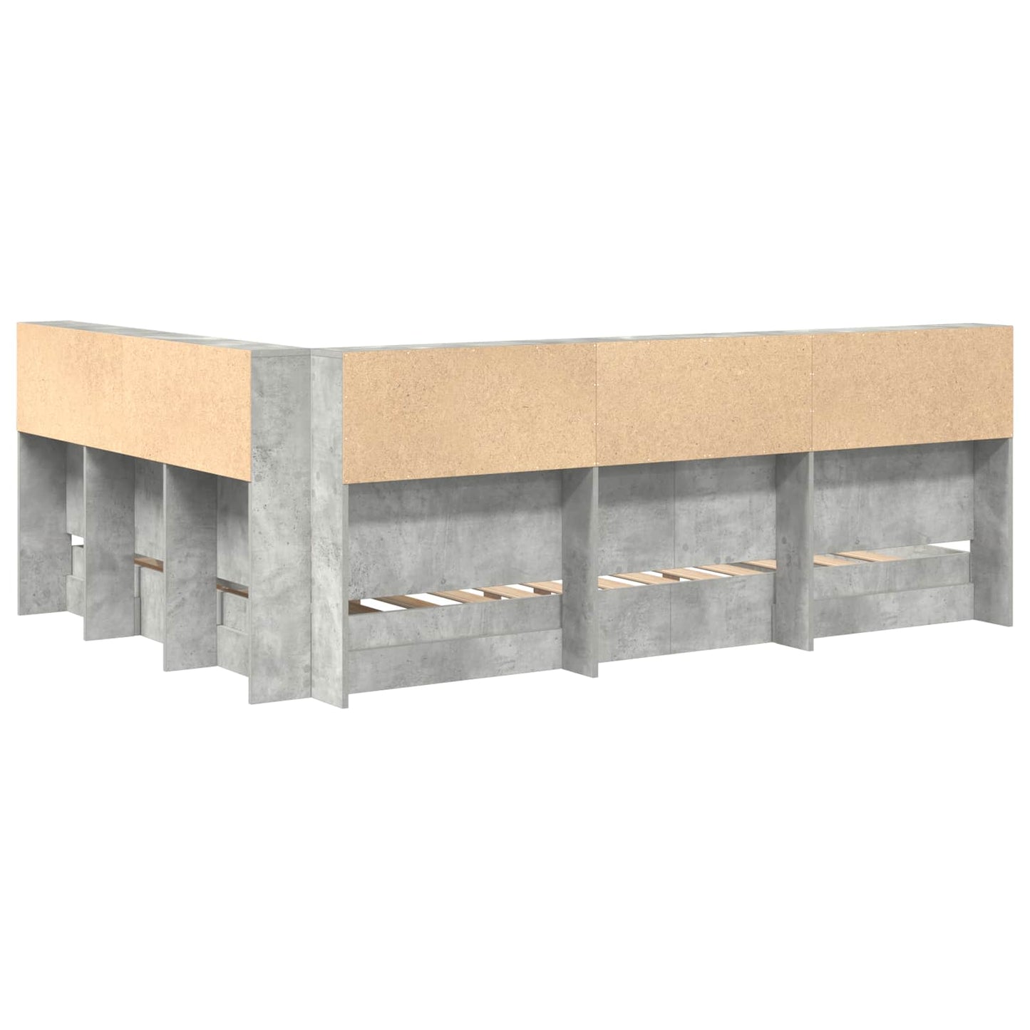 Könyvespolcos Ágy fejtámlával Beton szürke 160 x 200 cm Faanyag