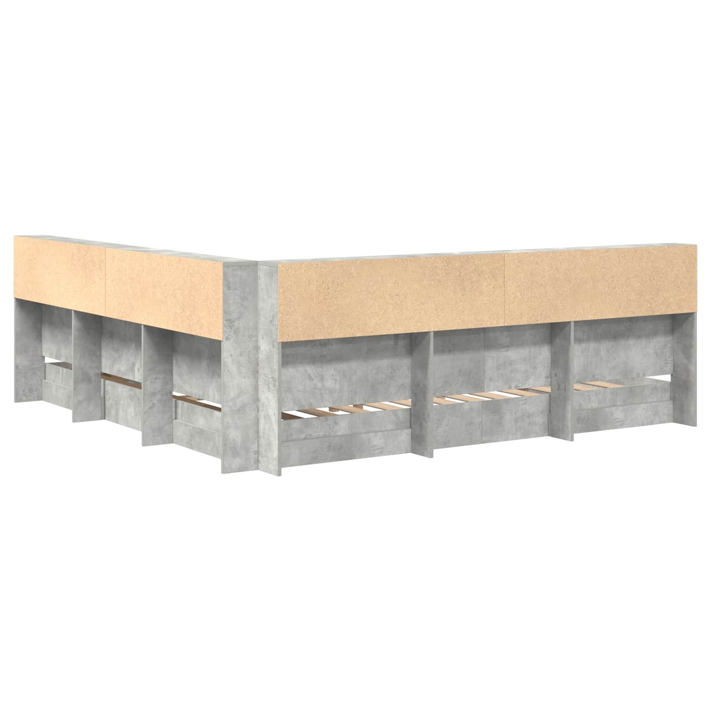 Könyvespolcos Ágy fejtámlával Beton szürke 180 x 200 cm Faanyag