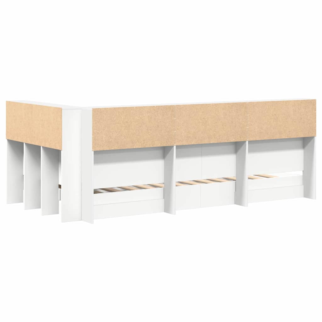 Könyvespolcos Ágy polcokkal Fehér 90 x 190 cm Szerelt Fa