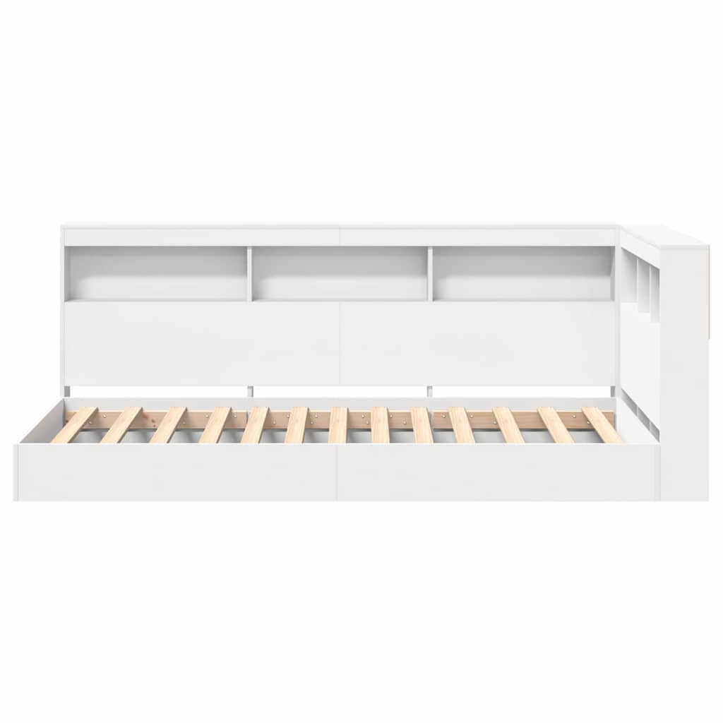 Könyvespolcos Ágy polcokkal Fehér 90 x 190 cm Szerelt Fa