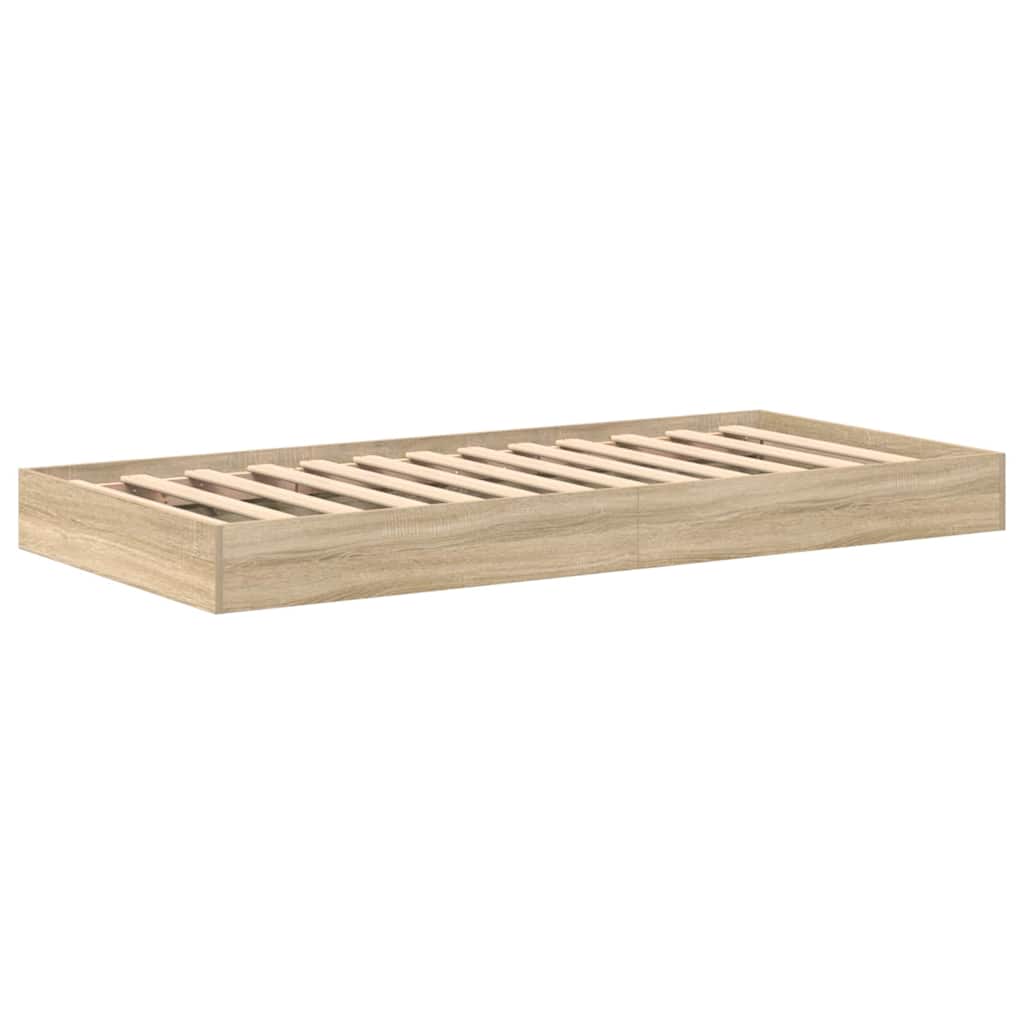 Könyvespolcos Ágy fejtámlával Sonoma tölgy 75 x 190 cm Faanyag
