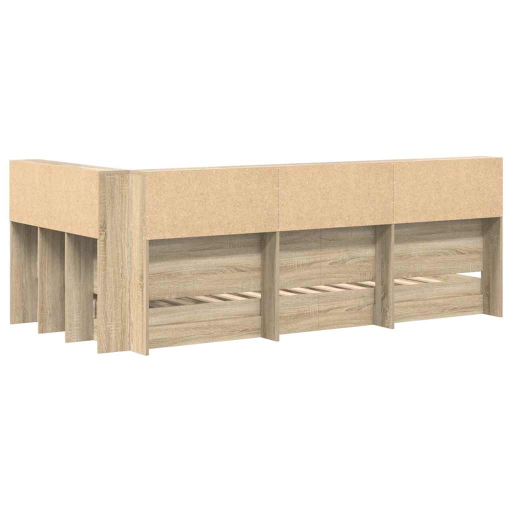 Könyvespolcos Ágy fejtámlával Sonoma tölgy 75 x 190 cm Faanyag