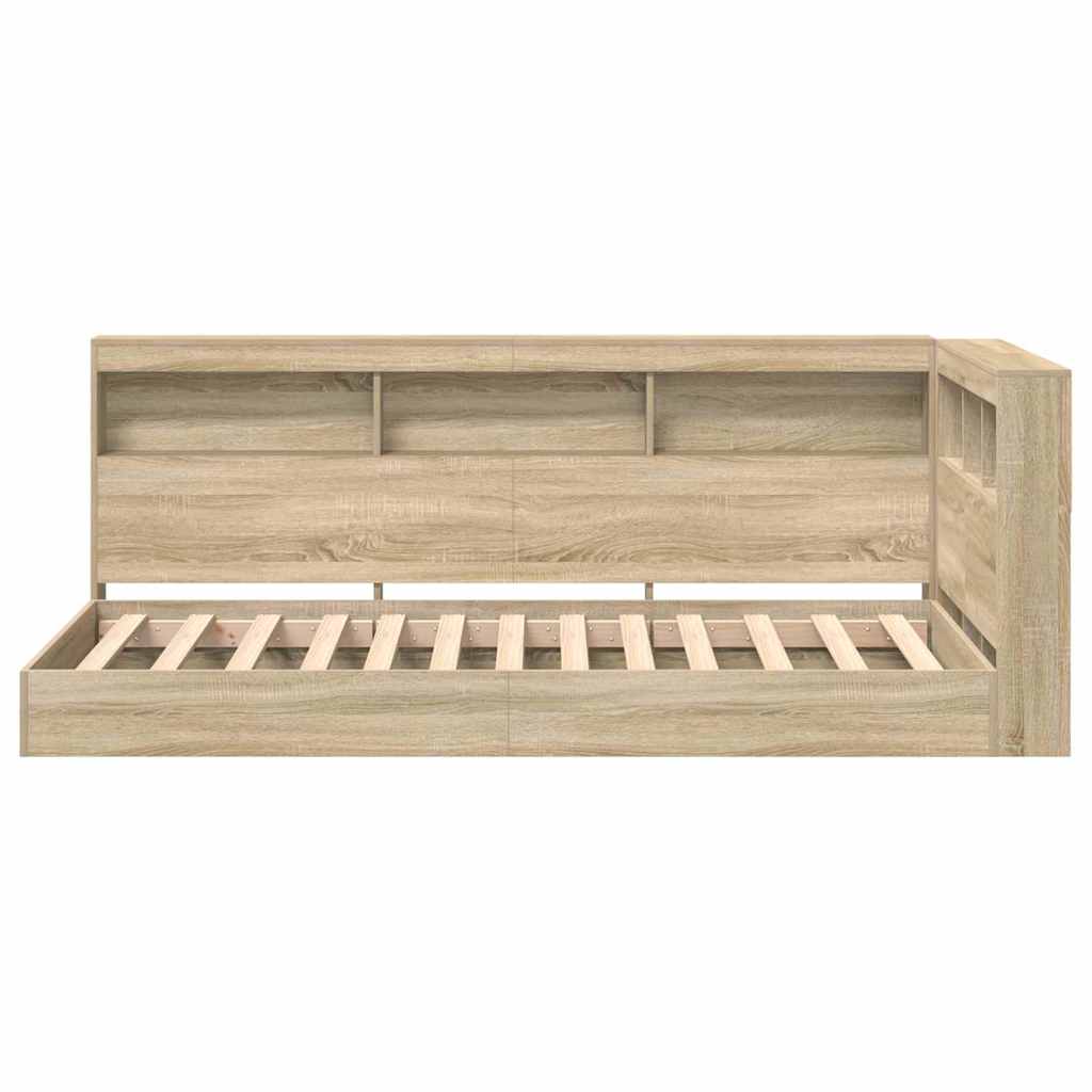Könyvespolcos Ágy fejtámlával Sonoma tölgy 75 x 190 cm Faanyag