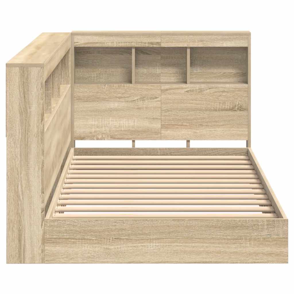 Könyvespolcos Ágy fejtámlával Sonoma tölgy 75 x 190 cm Faanyag