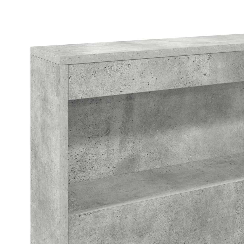 Könyvespolcos Ágy polcokkal Beton Szürke 75 x 190 cm Szerelt Fa