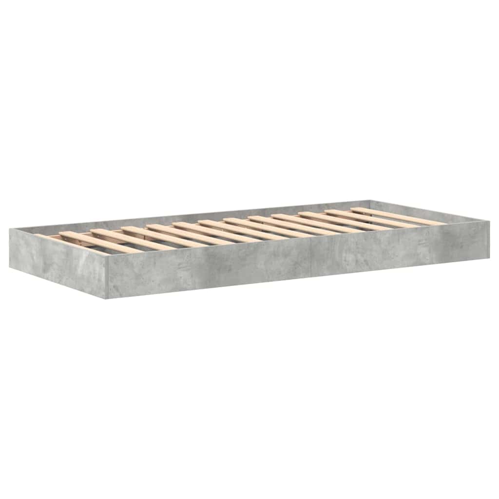 Könyvespolcos Ágy polcokkal Beton Szürke 75 x 190 cm Szerelt Fa