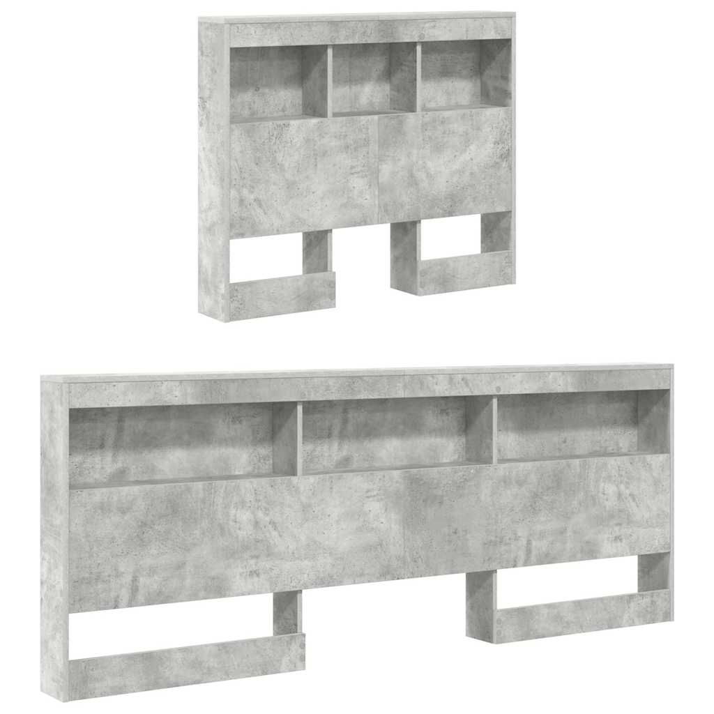 Könyvespolcos Ágy polcokkal Beton Szürke 75 x 190 cm Szerelt Fa
