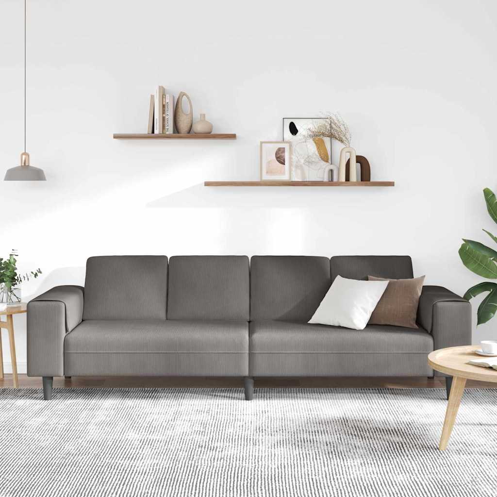 Kanapé Világosszürke 250 x 77 x 76 cm Bársonyos szövet