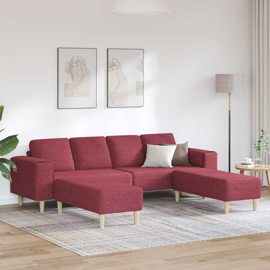 Nappali Kanapé 3 pcs Bordó 250 x 188 x 76 cm Poliészter