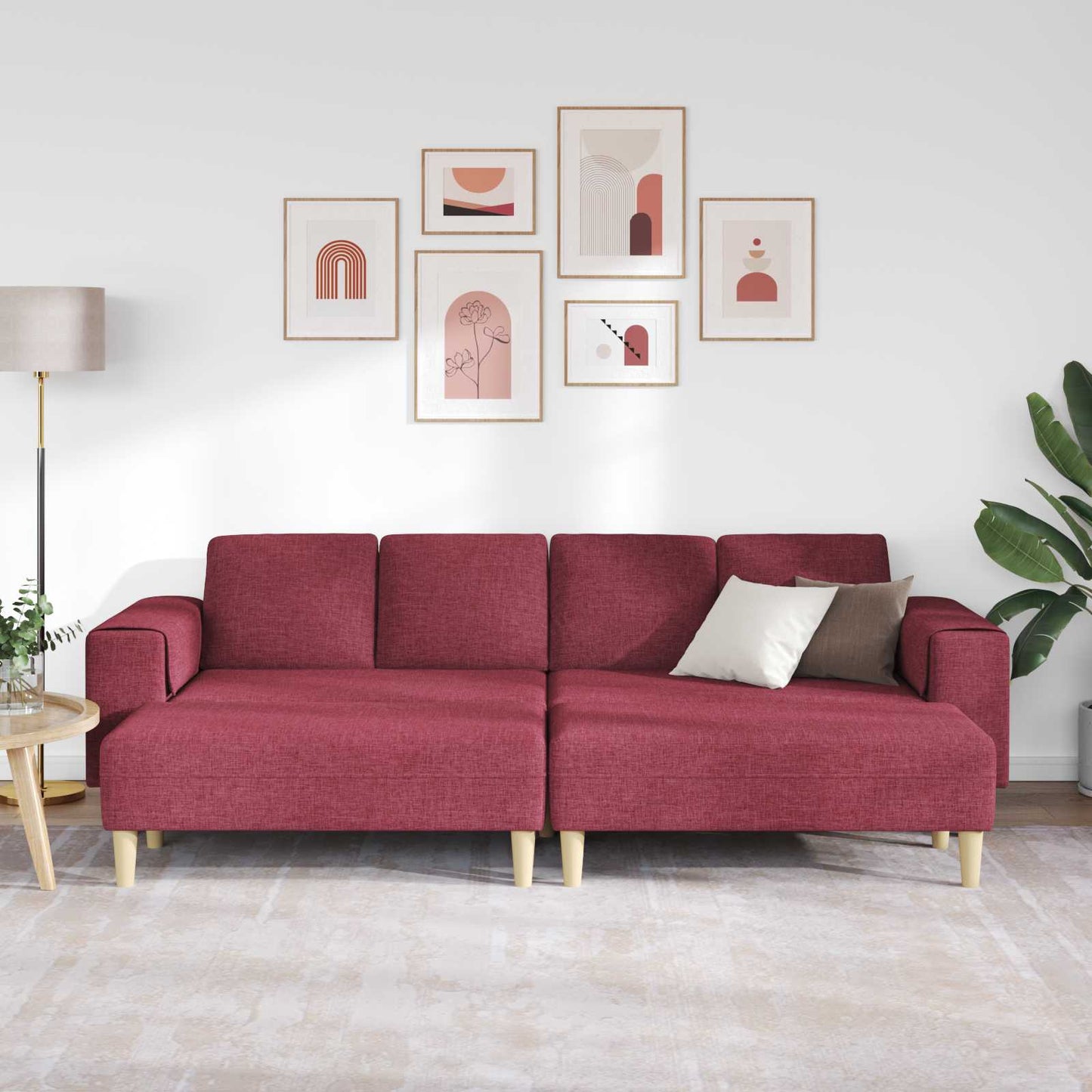 Nappali Kanapé 3 pcs Bordó 250 x 188 x 76 cm Poliészter