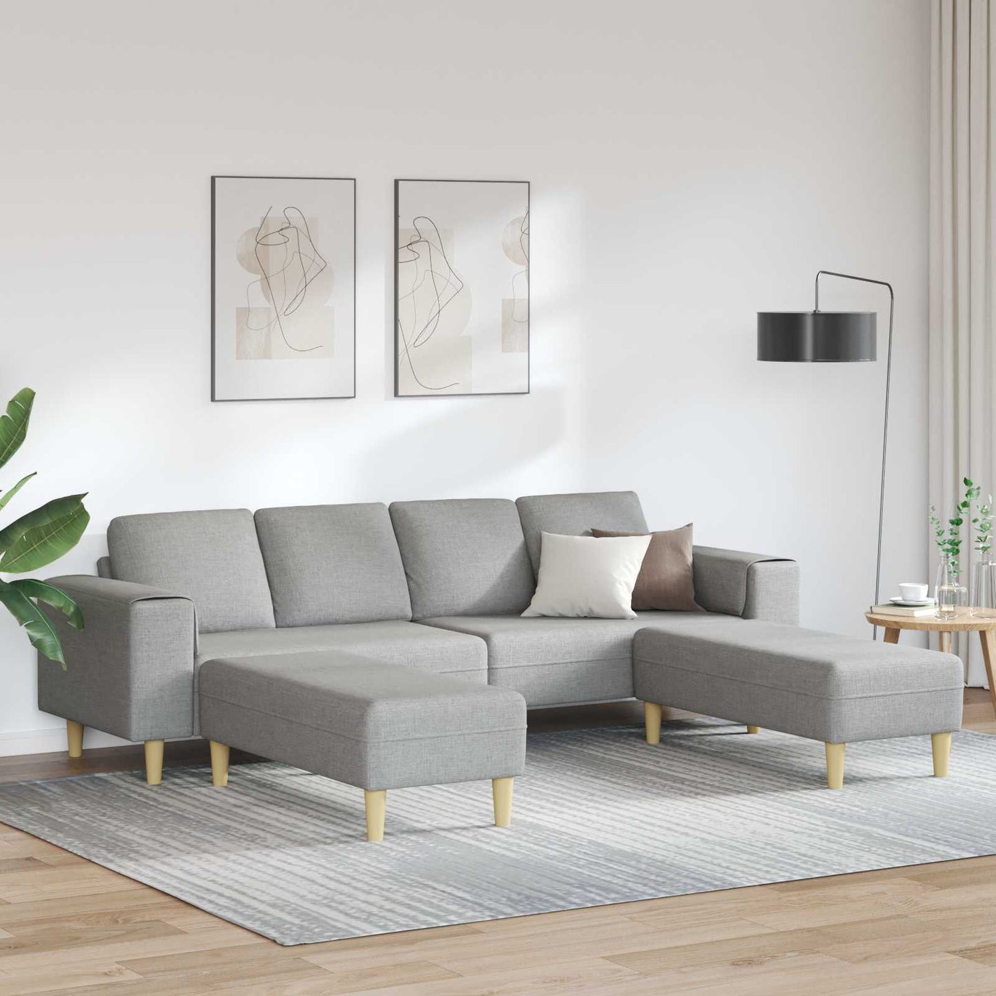 Nappali Kanapé 3 pcs Felhőszürke 250 x 188 x 76 cm Poliészter