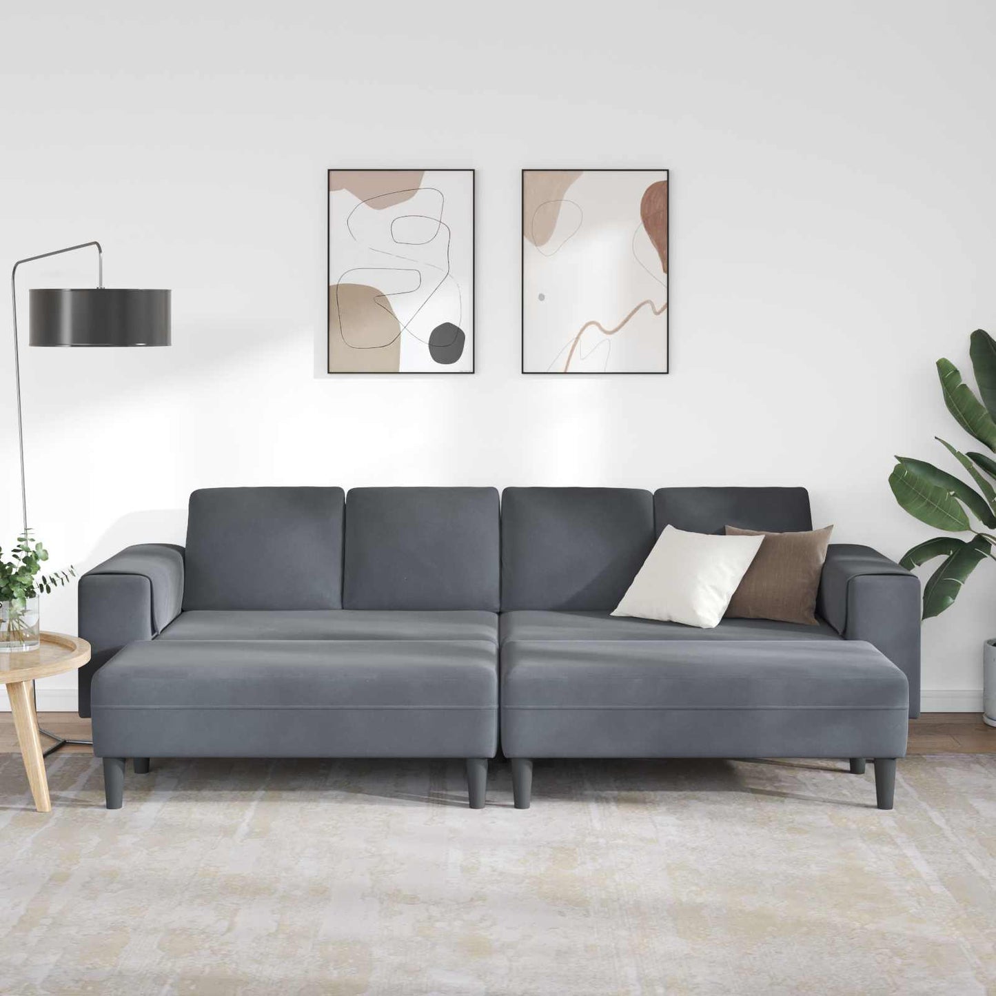 Nappali Kanapé 3 pcs Sötétszürke 250 x 188 x 76 cm
