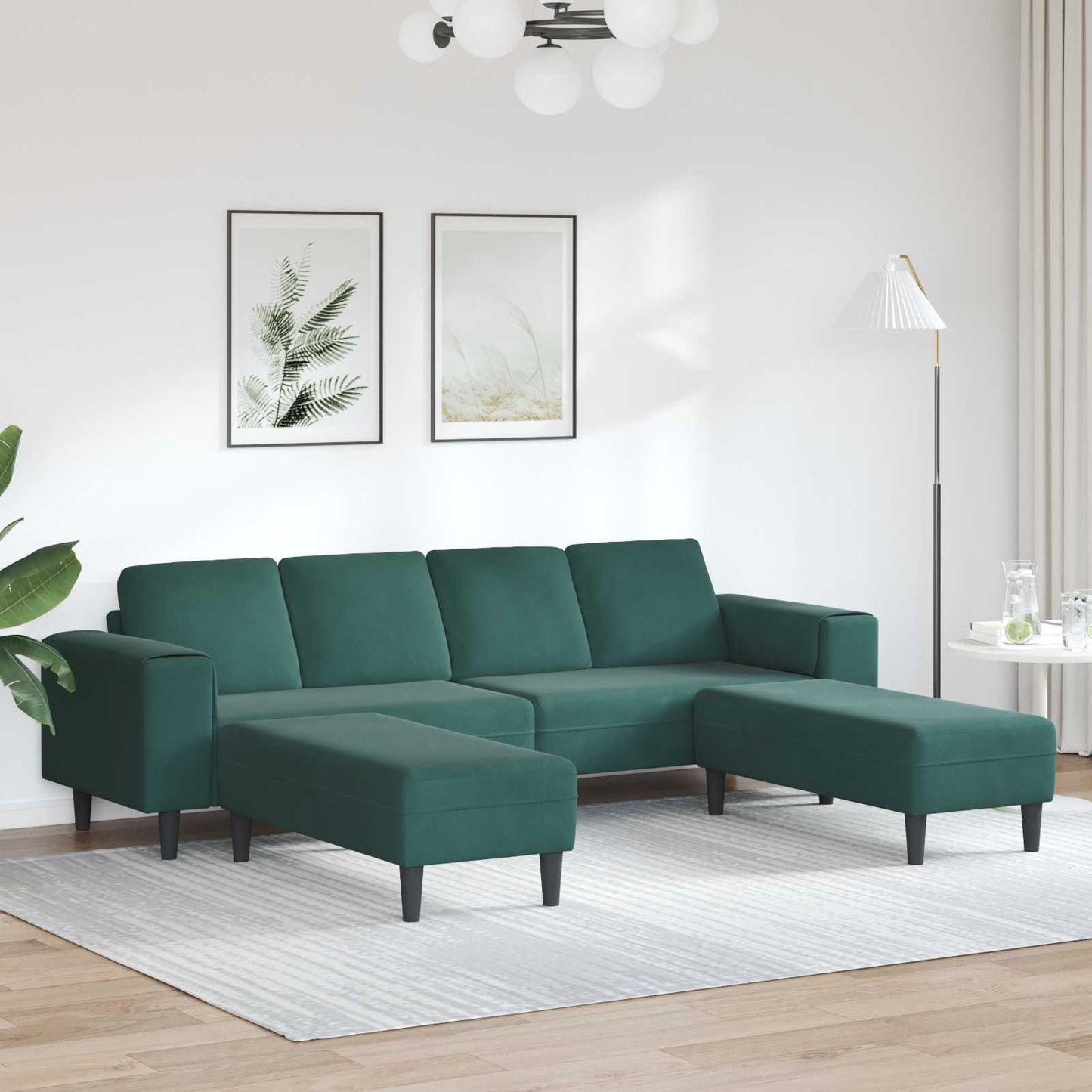 Nappali Kanapé 3 pcs Sötétzöld 250 x 188 x 76 cm