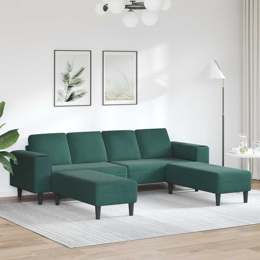 Nappali Kanapé 3 pcs Sötétzöld 250 x 188 x 76 cm