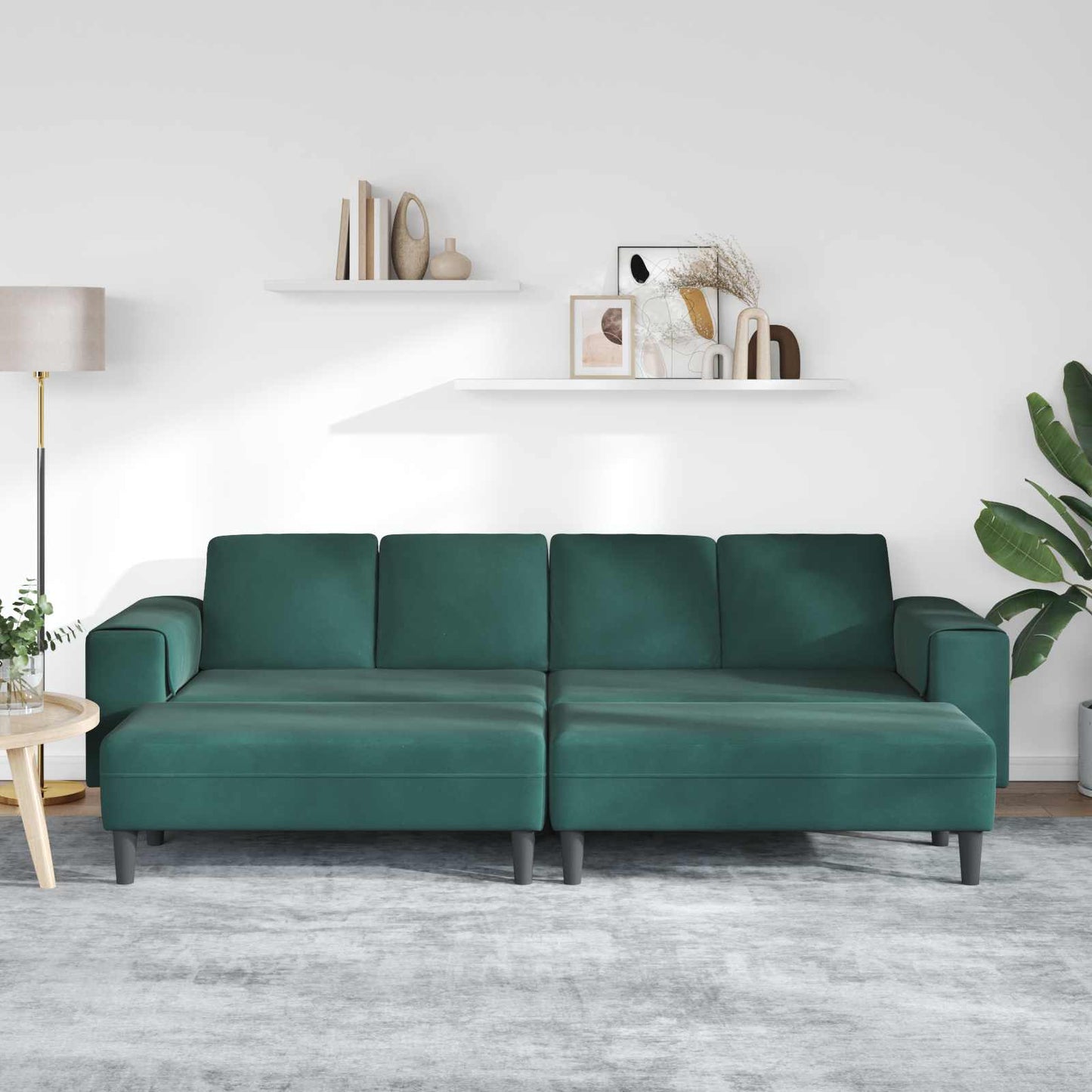 Nappali Kanapé 3 pcs Sötétzöld 250 x 188 x 76 cm