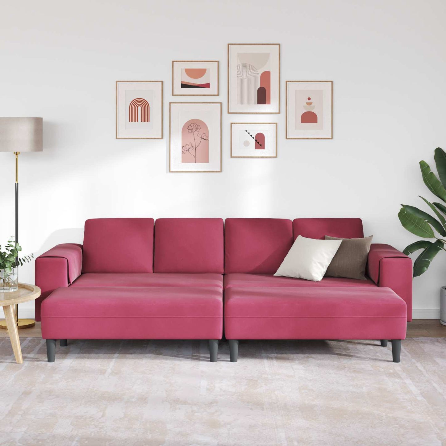 Nappali Kanapé 3 pcs Bordó 250 x 188 x 76 cm