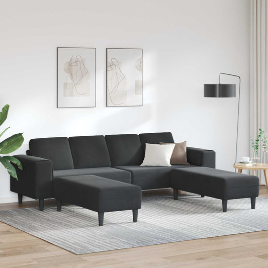 Nappali Kanapé 3 pcs Fekete 250 x 188 x 76 cm