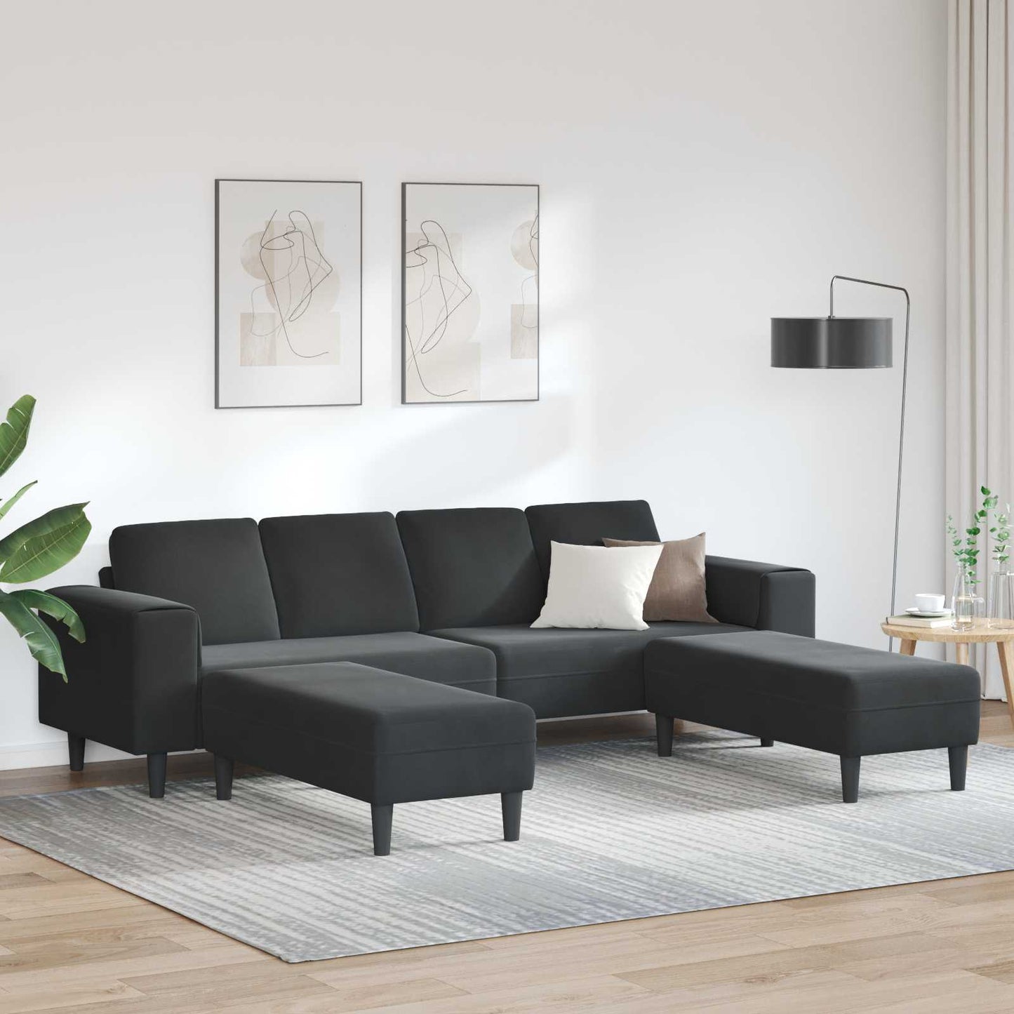 Nappali Kanapé 3 pcs Fekete 250 x 188 x 76 cm