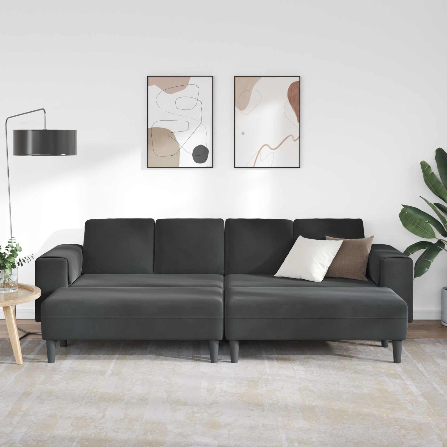 Nappali Kanapé 3 pcs Fekete 250 x 188 x 76 cm