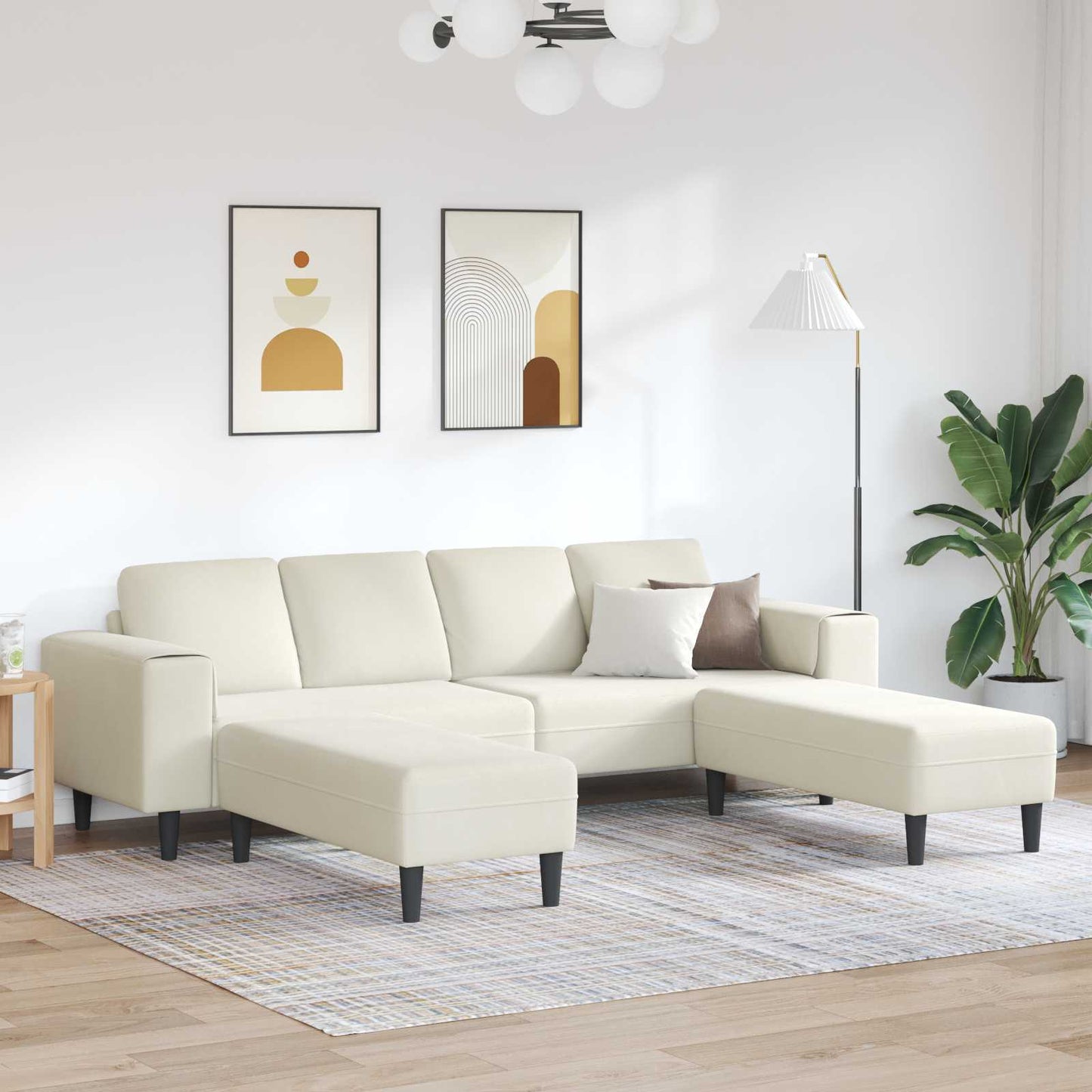 Nappali Kanapé 3 pcs Krém 250 x 188 x 76 cm