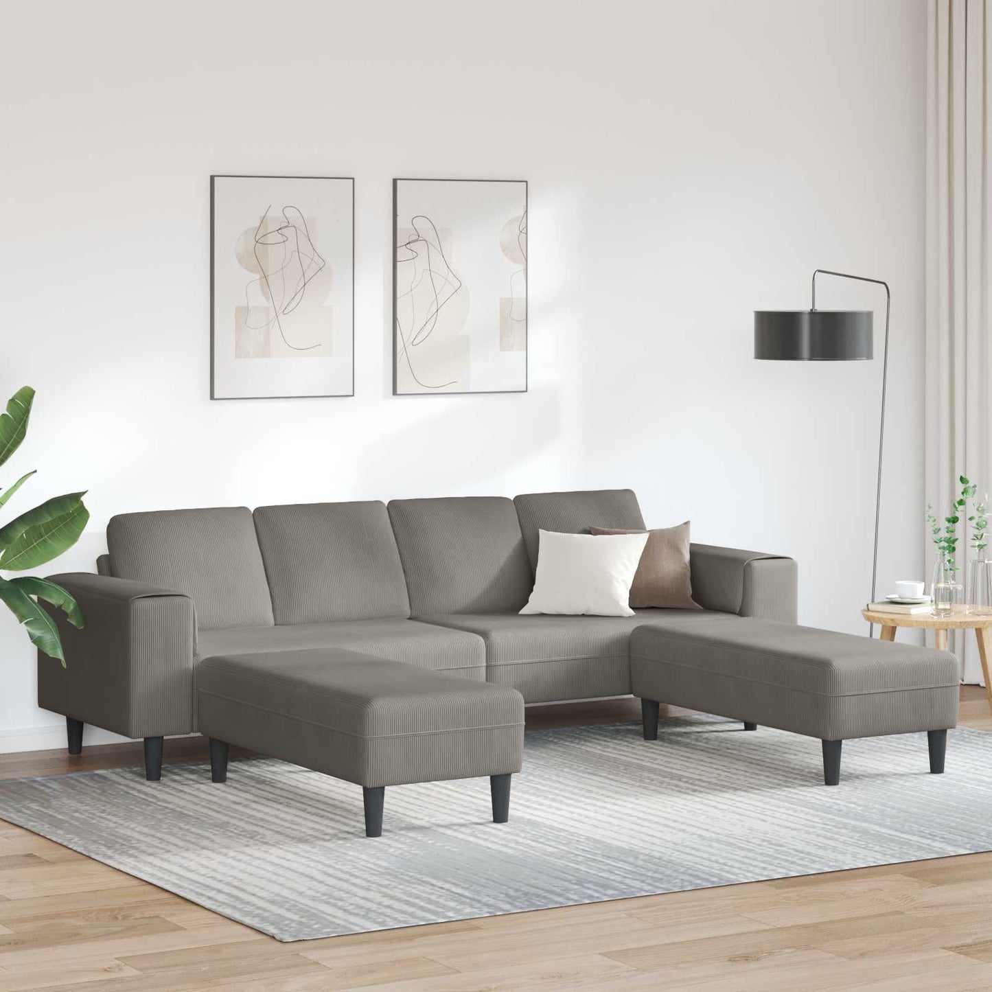 Kanapé Világosszürke 250 x 188 x 76 cm Bársonyos szövet
