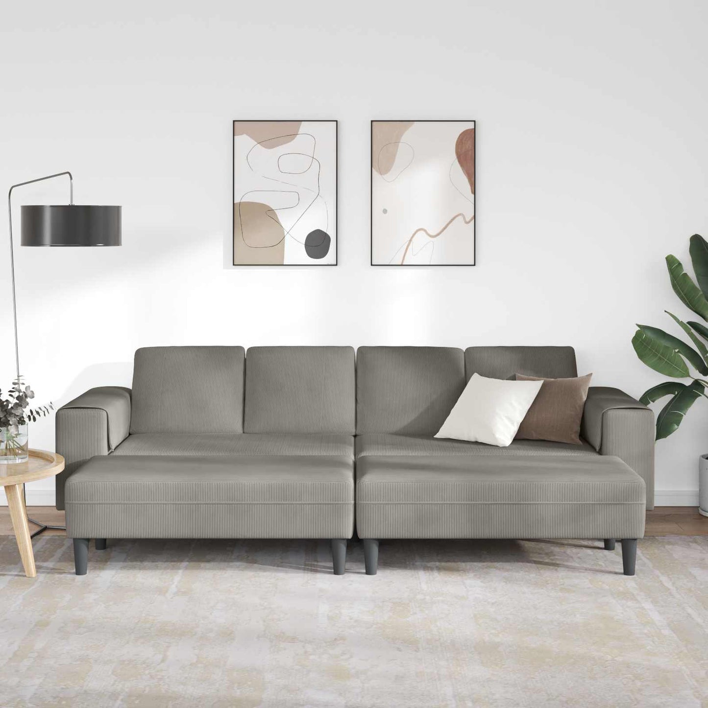 Kanapé Világosszürke 250 x 188 x 76 cm Bársonyos szövet