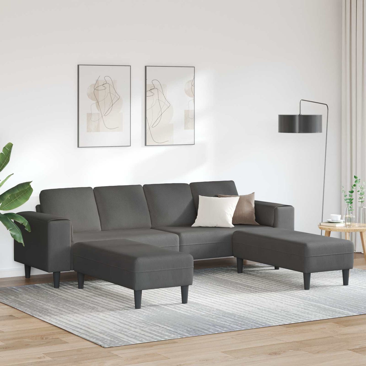 Kanapé Sötétszürke 250 x 188 x 76 cm Bársonyos szövet